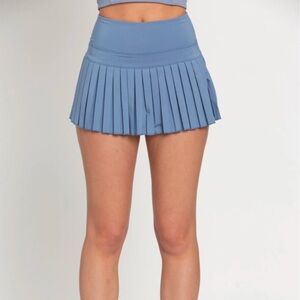 Gold Hinge Dusty Blue Pleated Tennis Skirt: Size XS